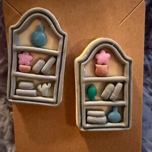Bookshelf Handmade Polymer Clay Earrings with Pastel Accents